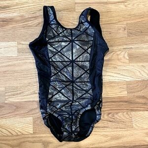 Basic moves black and silver leotard